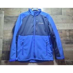 Columbia Mens Ryton Reserve Softshell Water Wind Resistant Jacket L,‎ Blue, Navy